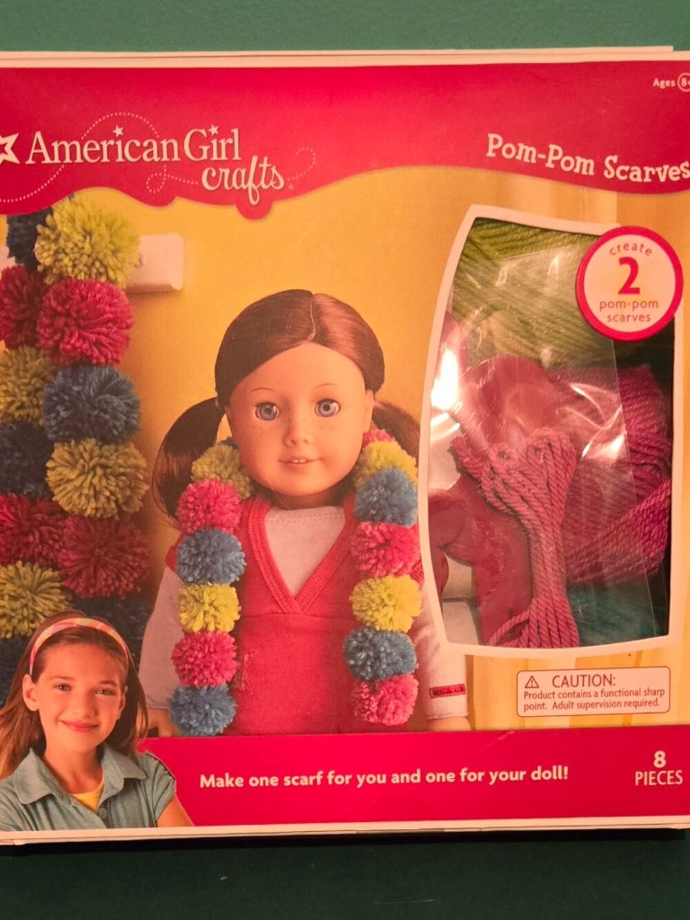 NIB AMERICAN GIRL CRAFTS POM-POM SCARVES KIT (MAKES SCARF FOR YOU + DOLL)